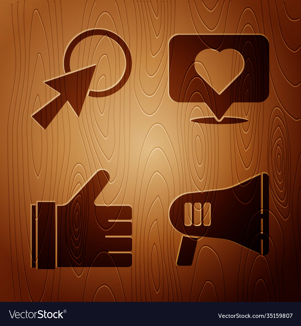 Set megaphone arrow cursor hand like vector image Set megaphone arrow cursor hand like