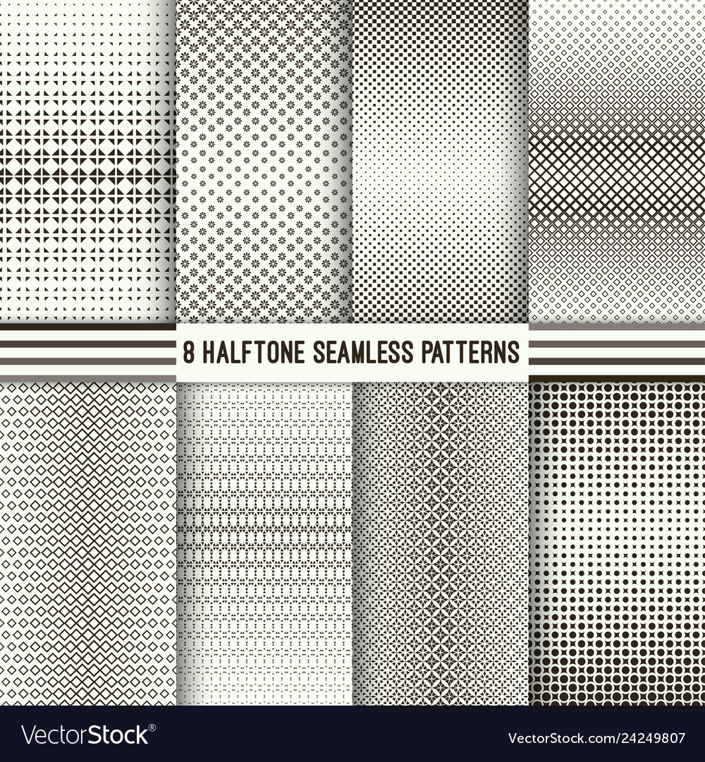 Set of halftone seamless patterns vector image Set of halftone seamless patterns