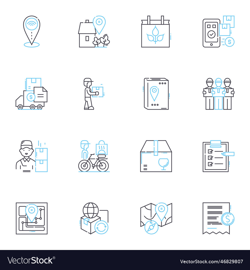 Versand und Handhabung lineare Icons-Set-Träger