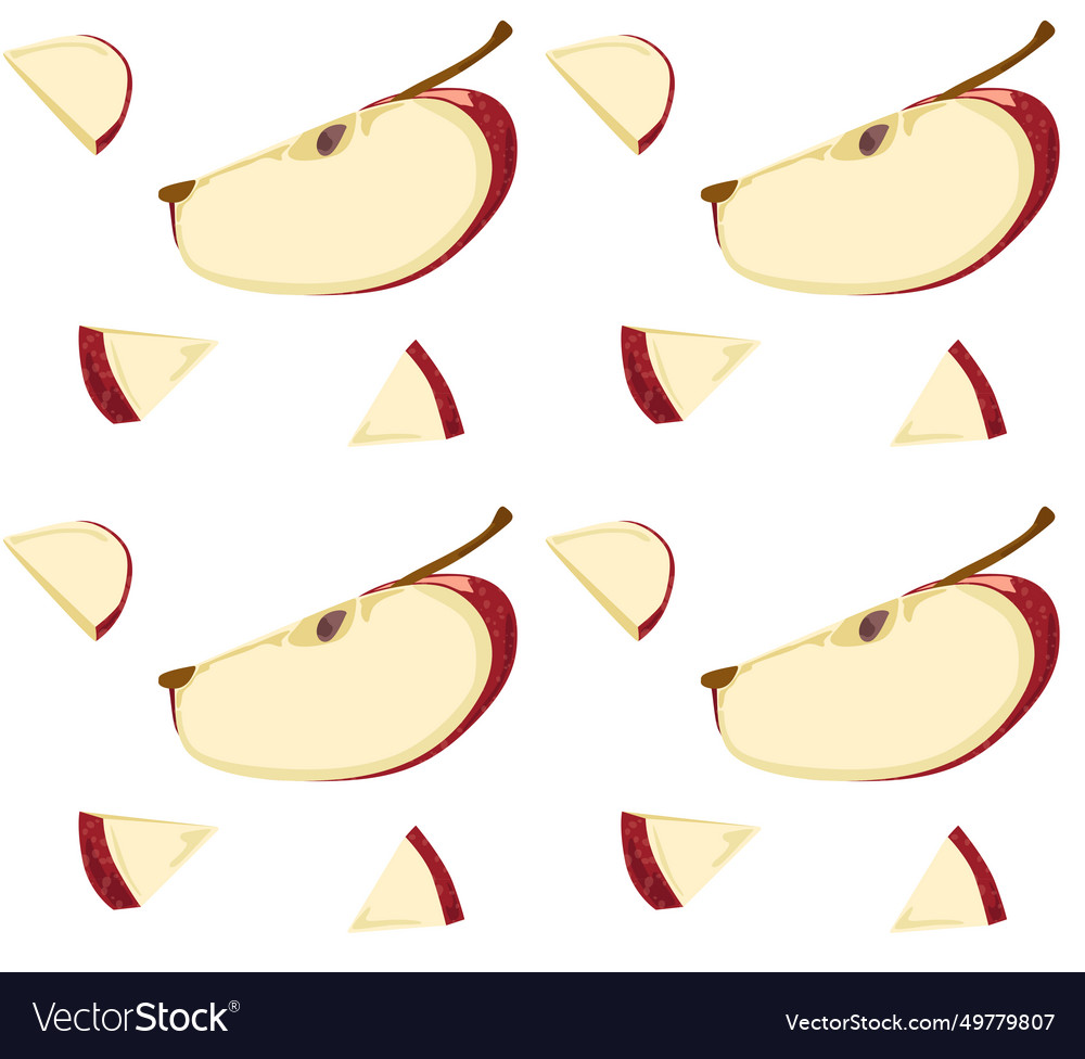 Sliced apple and pieces seamless pattern Vector Image Sliced apple and pieces seamless pattern