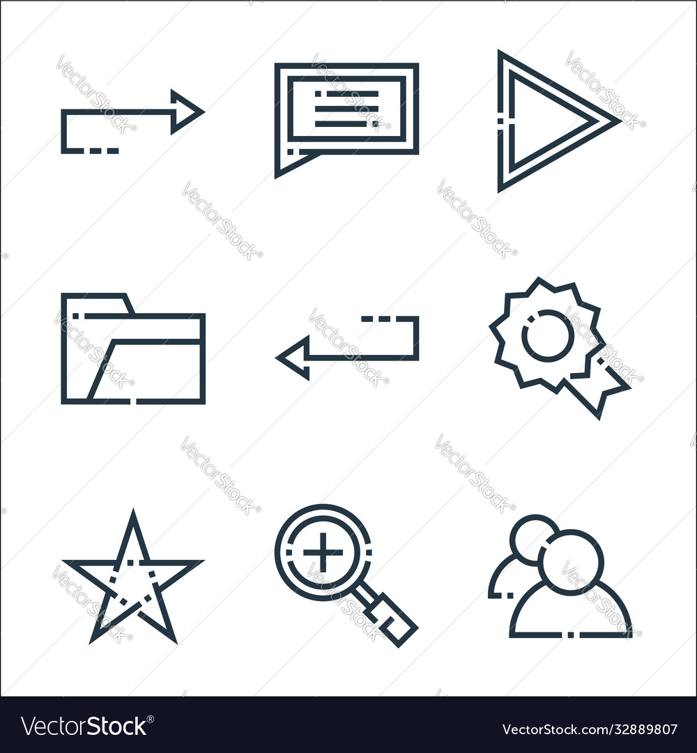 Web essentials line icons linear set quality vector image Web essentials line icons linear set quality