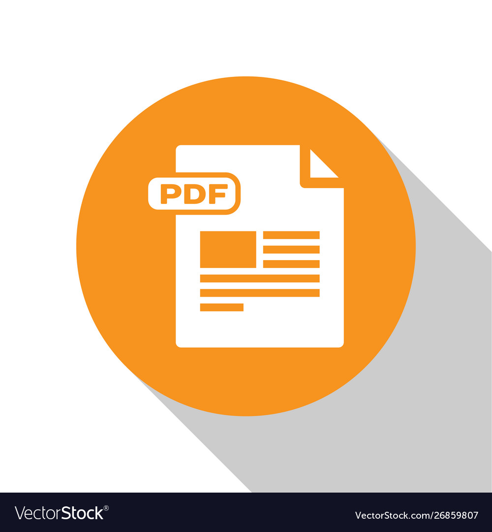 White pdf file document download button icon vector image White pdf file document download button icon