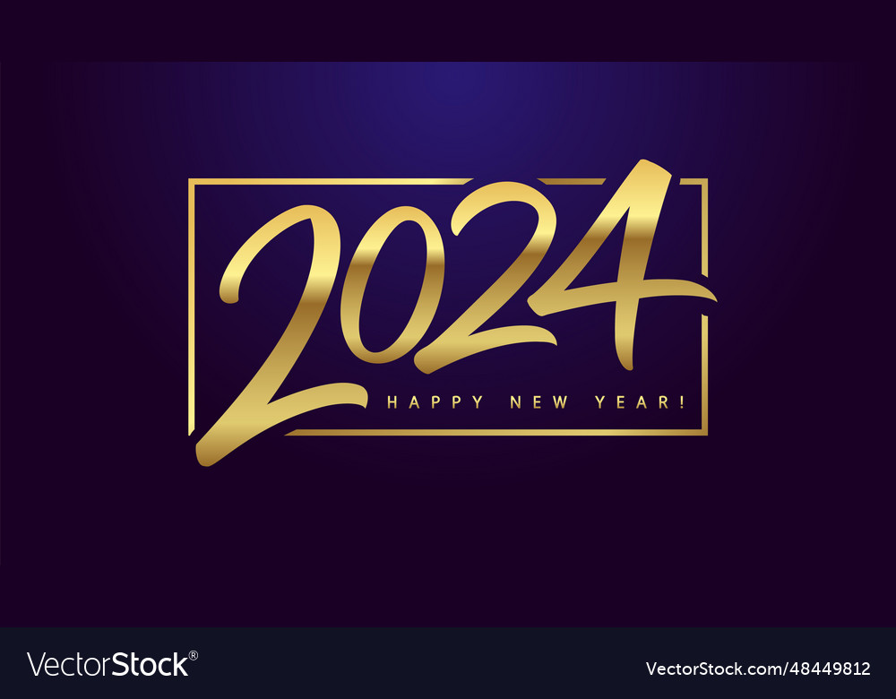 2024 gold luxury calligraphy web slide Royalty Free Vector