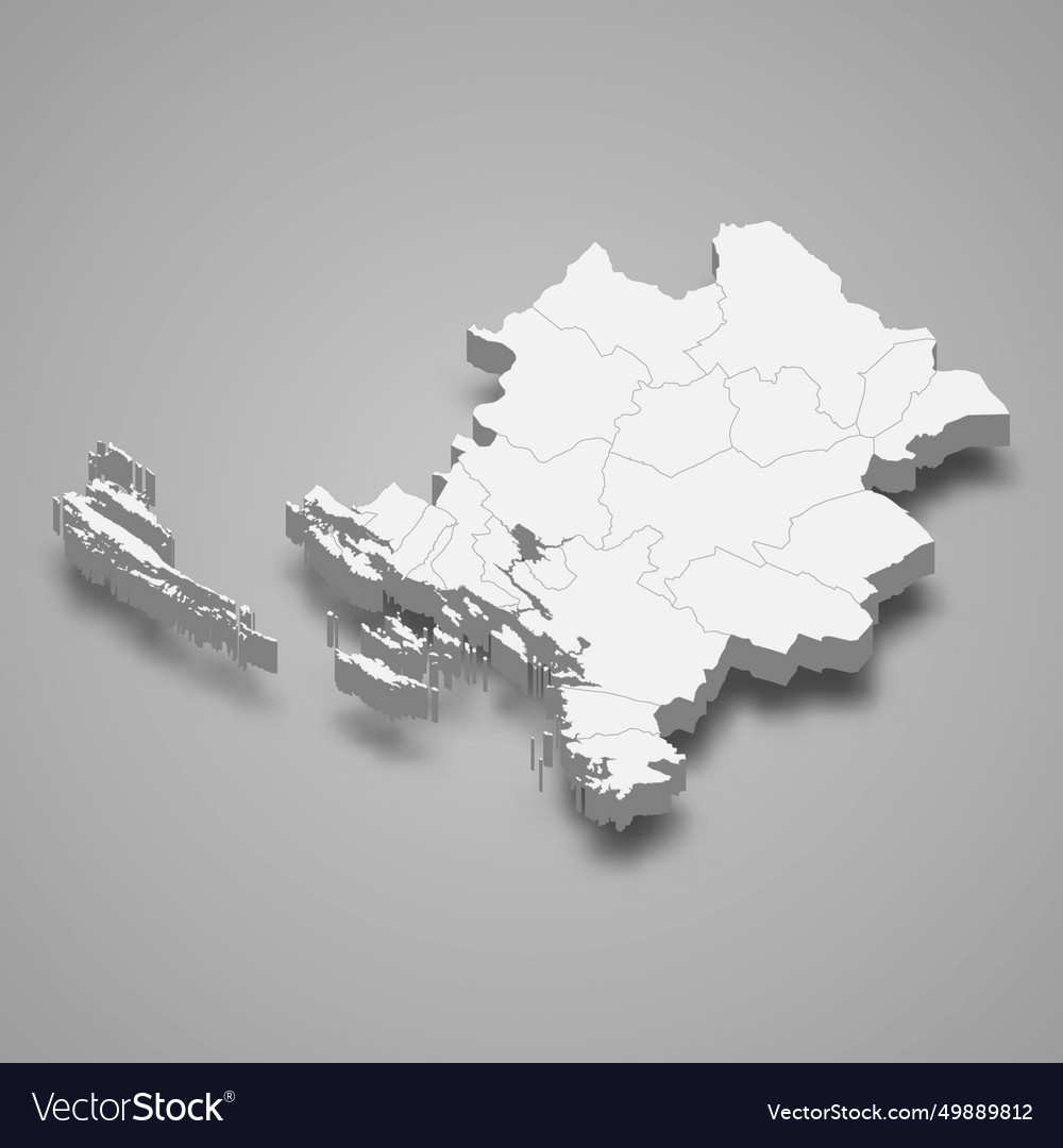 3d isometric map of sibenik-knin is a county