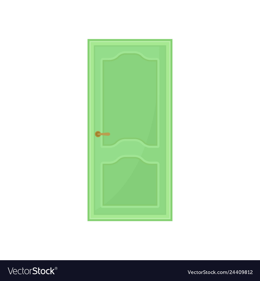 Classic green wooden door on white background Vector Image