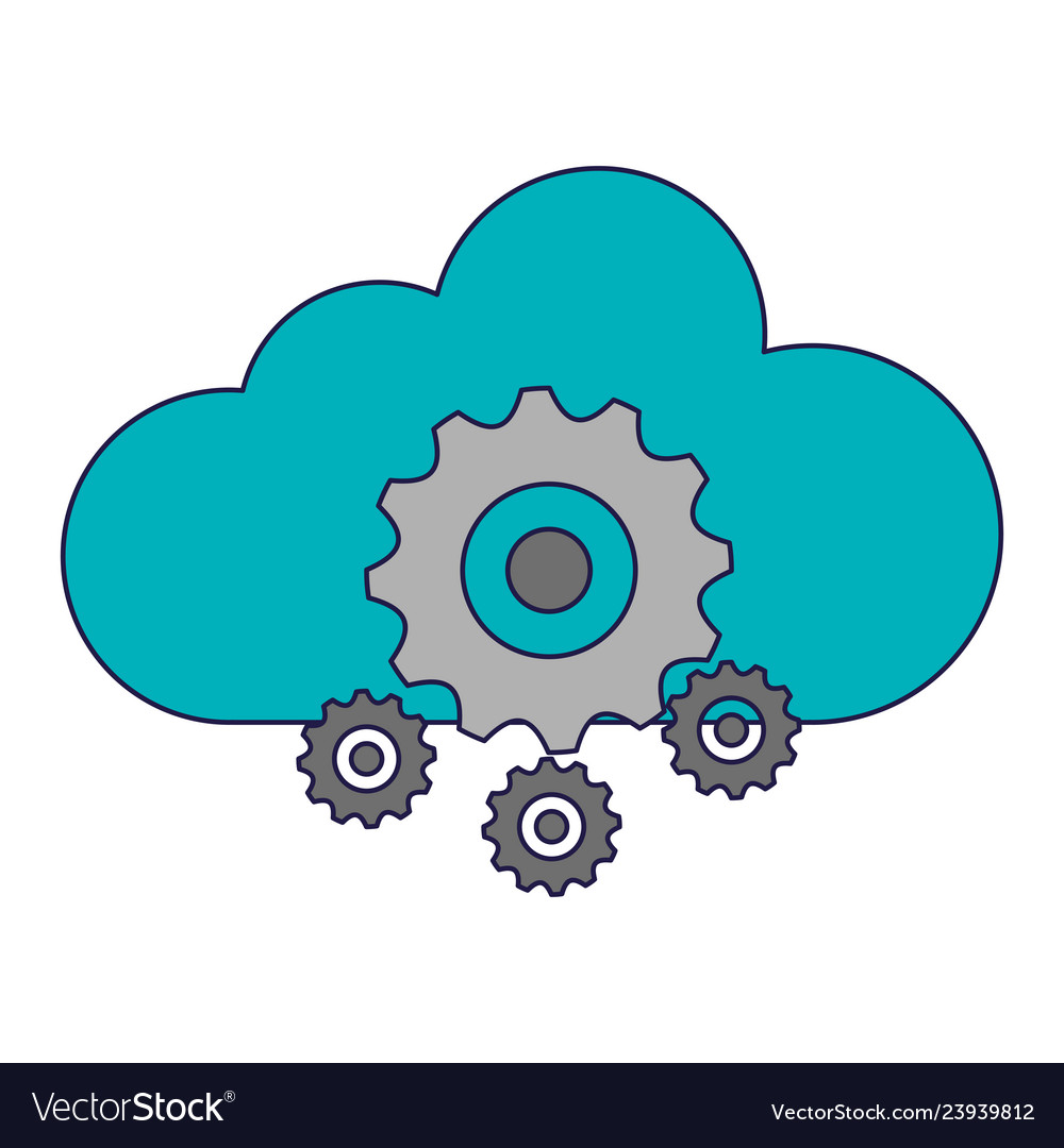 Cloud computing and gears vector image Cloud computing and gears