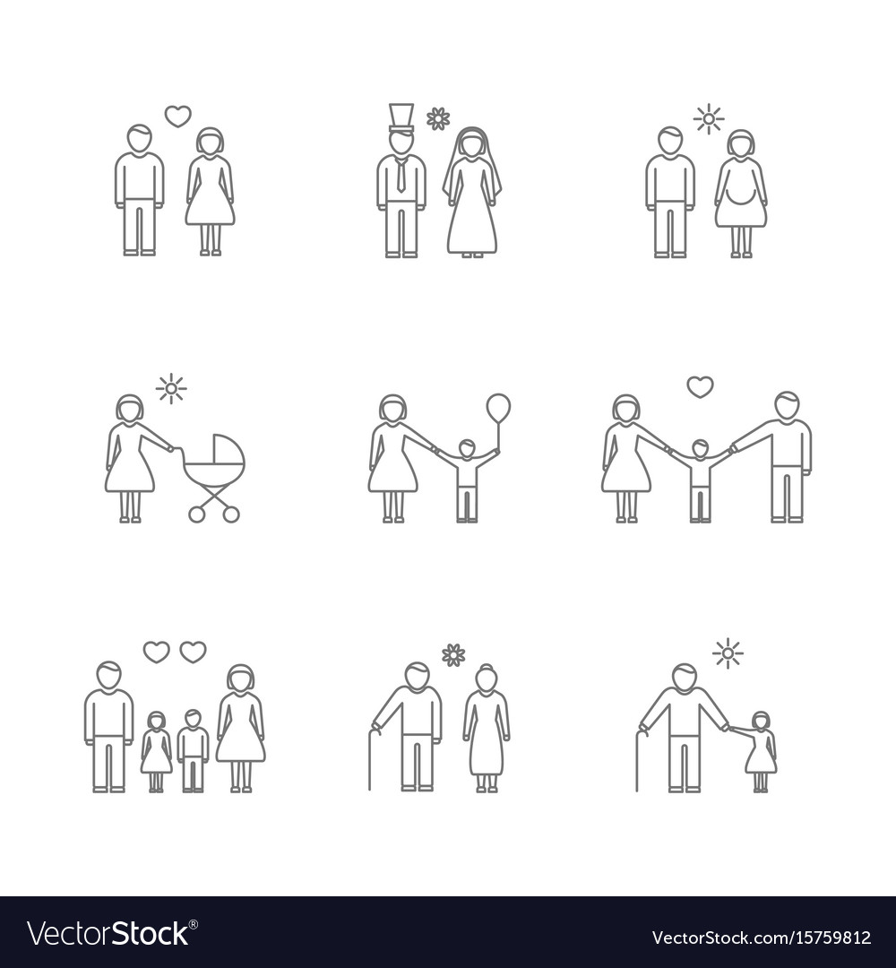 Family Thin Line Icons - Relationships