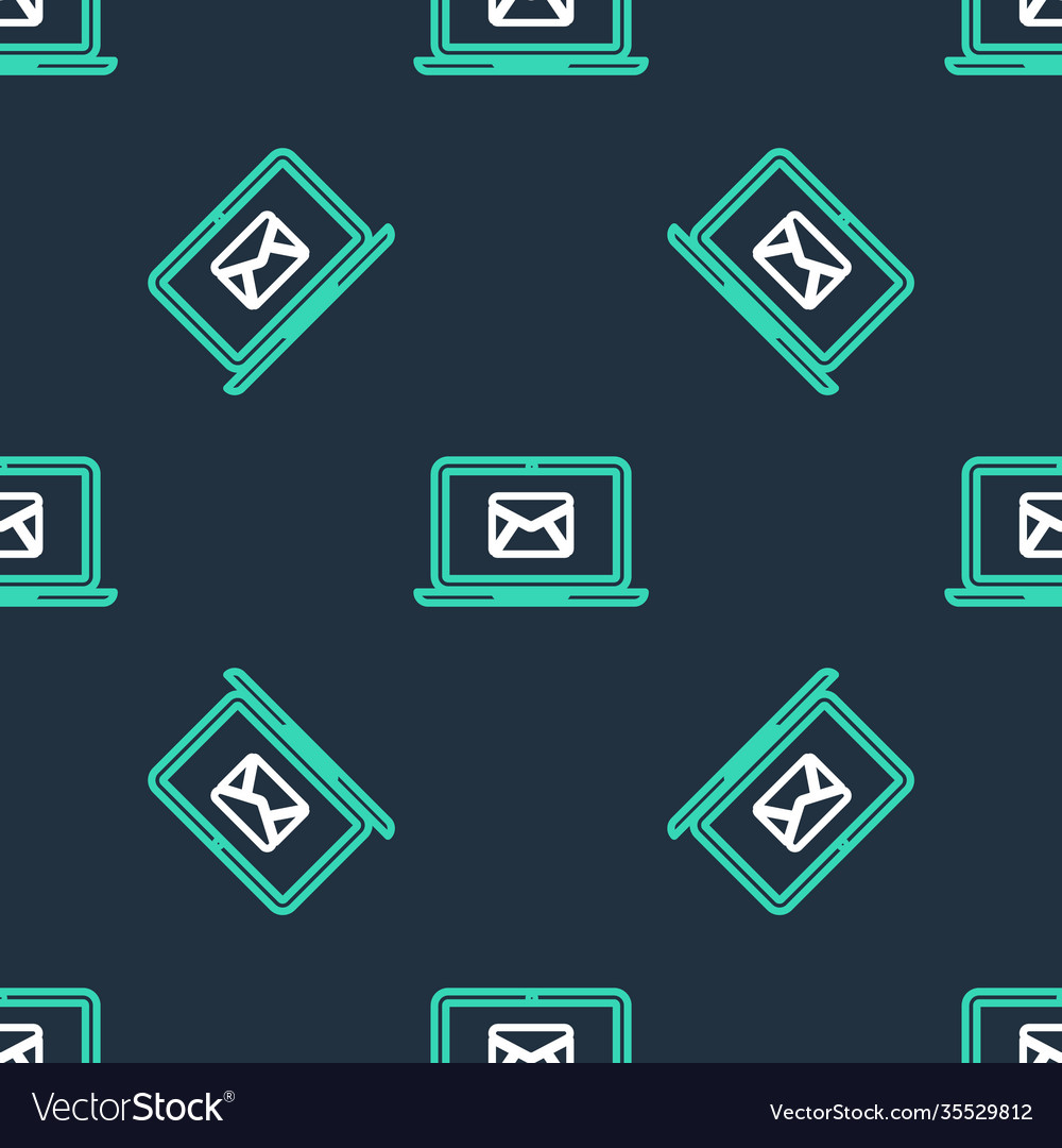 Line laptop with envelope and open email on screen