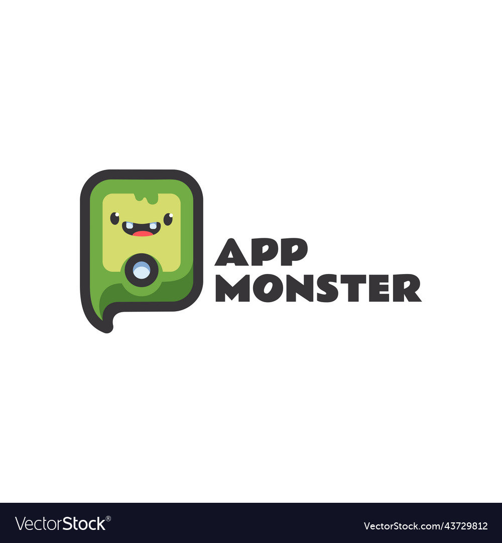 Logo app monster mascot cartoon style Royalty Free Vector