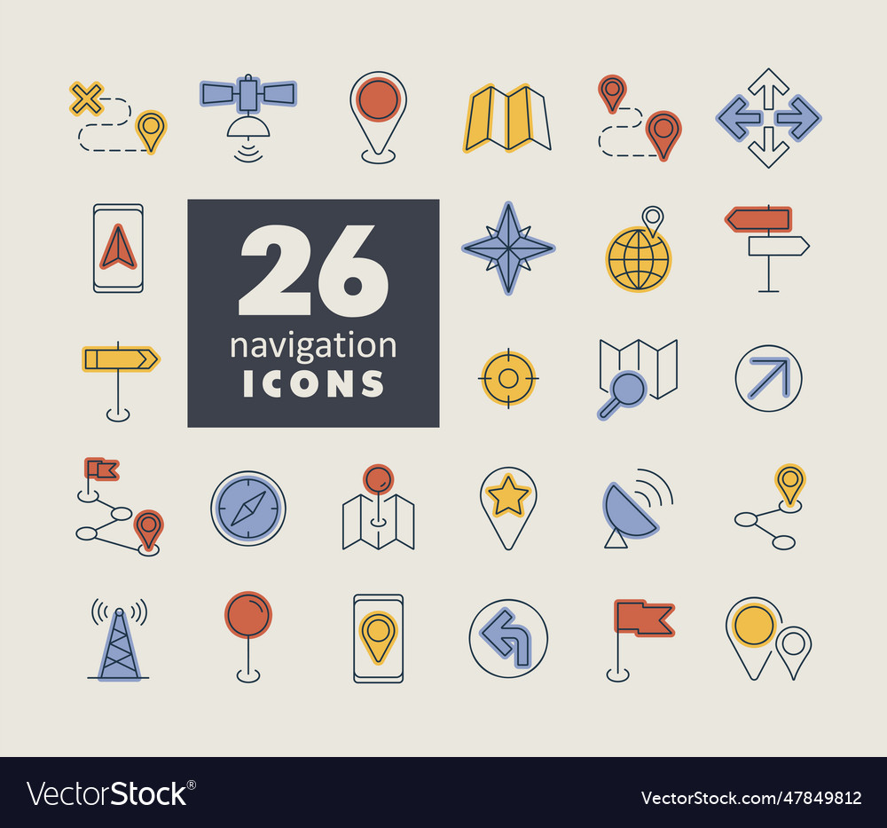 Maps location navigation icons set