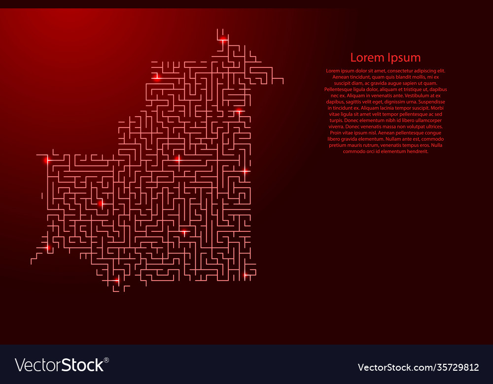 Mauritania map from red pattern maze grid