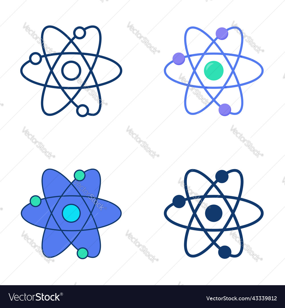Nuclear physics icon set in flat and line style vector image Nuclear physics icon set in flat and line style