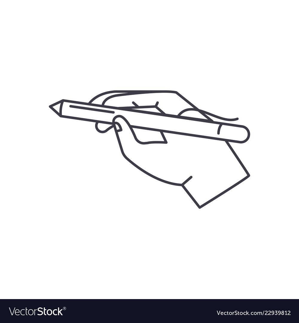 Pen in hand line icon concept Royalty Free Vector Image