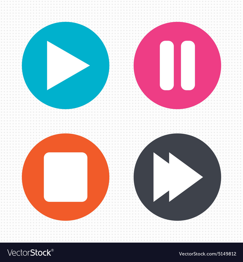 Player navigation icons play stop and pause