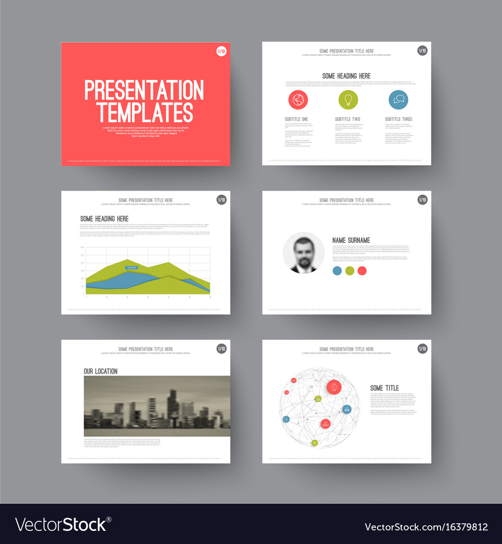 Presentation slides with infographic elements