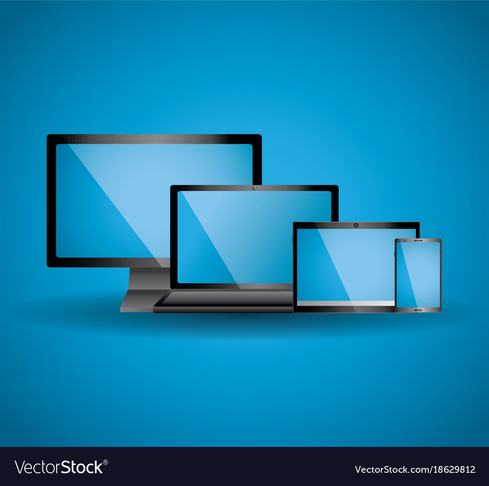 Set of display laptop tablet computer and mobile