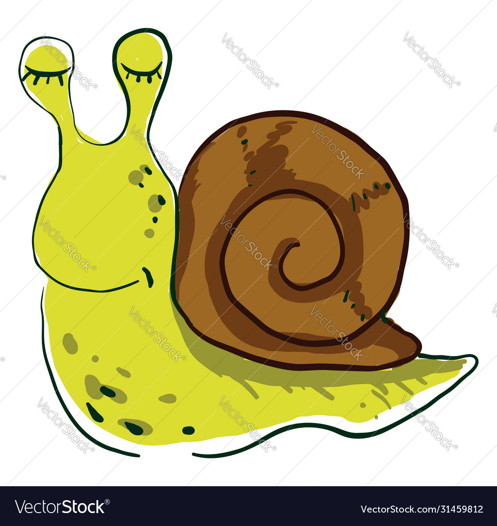 Sleeping snail on white background Royalty Free Vector Image