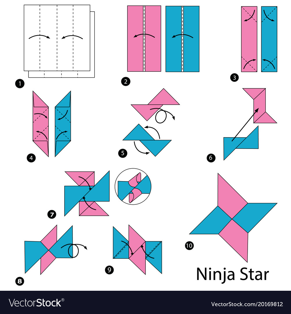 Step instructions how to make origami a ninja star