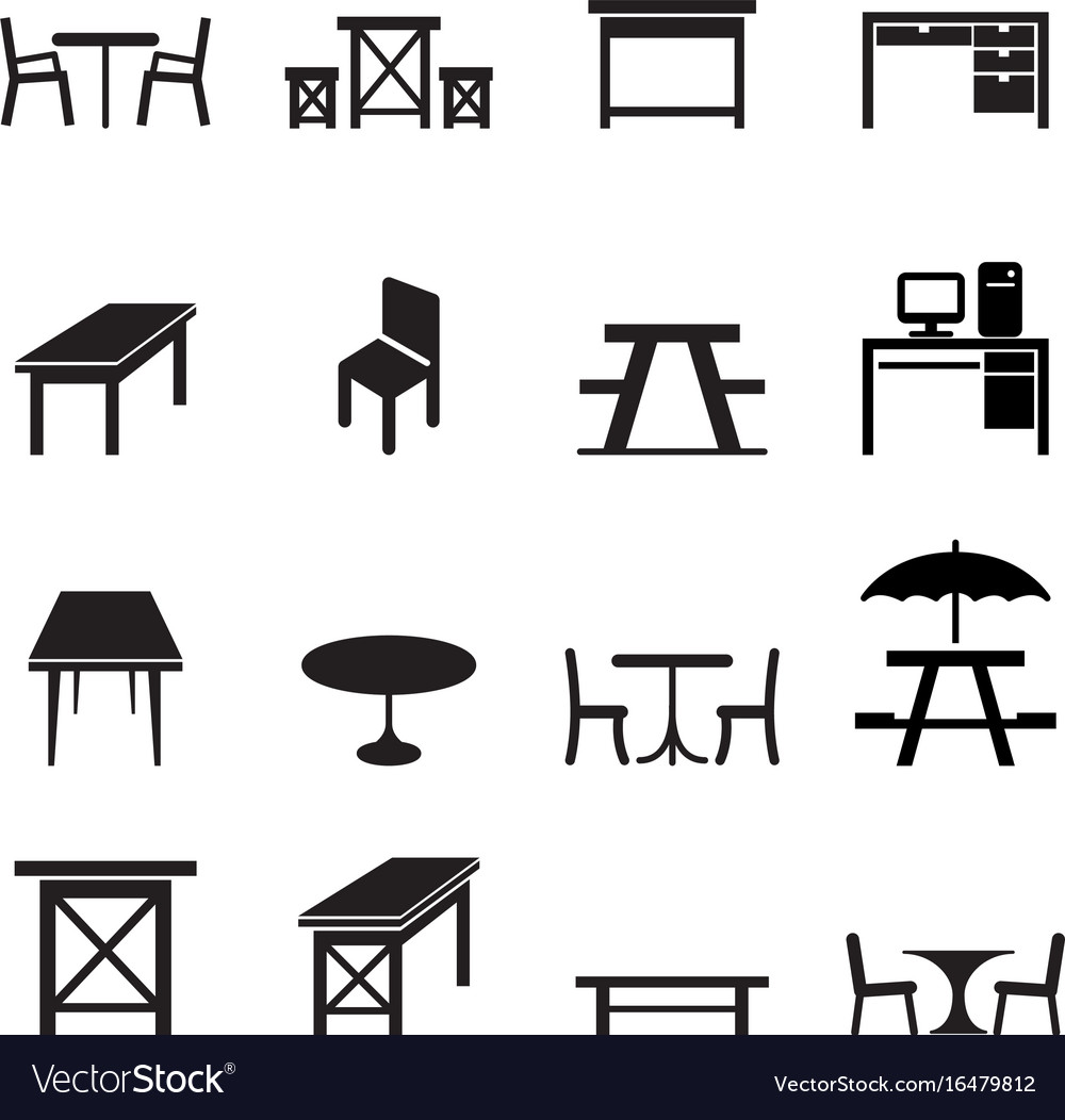 Table icons set Royalty Free Vector Image VectorStock
