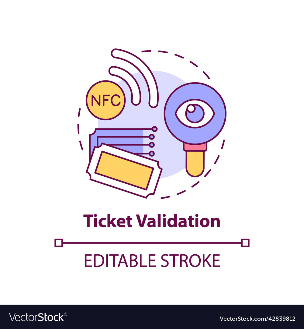 Ticket validation concept icon vector image Ticket validation concept icon