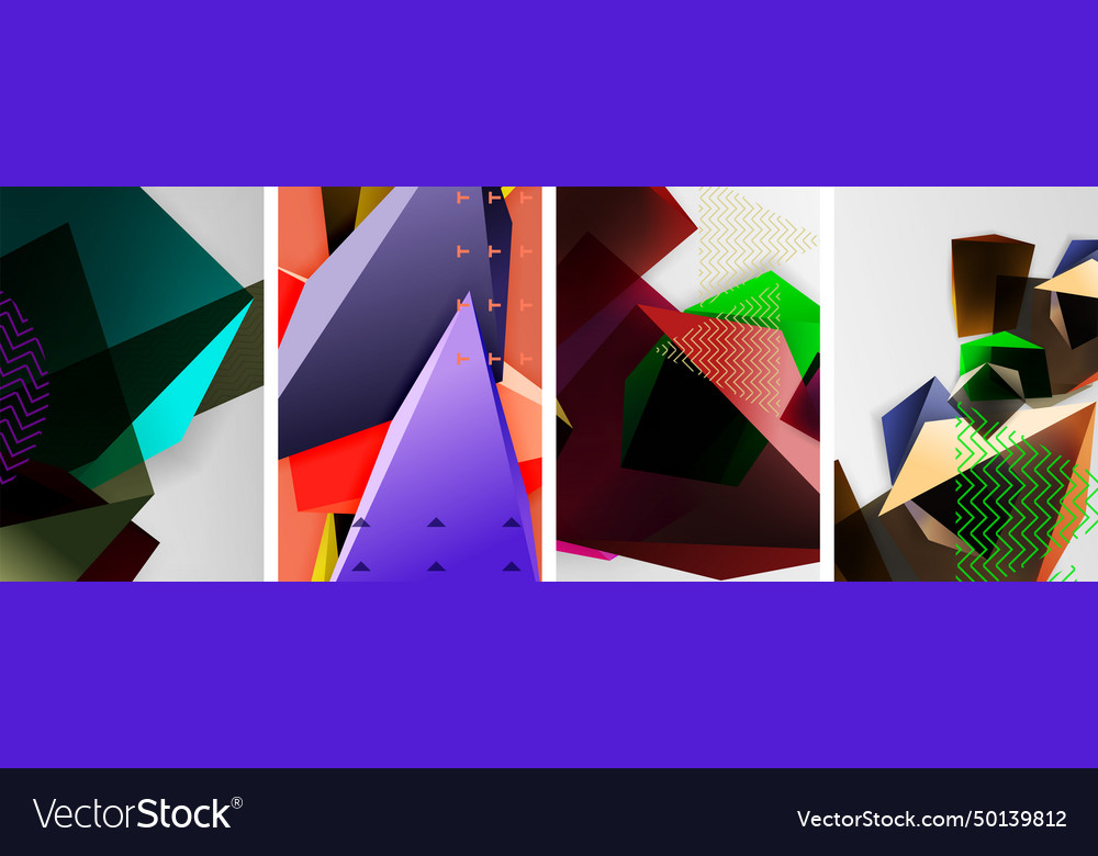 Trendy low poly 3d triangle shapes and other