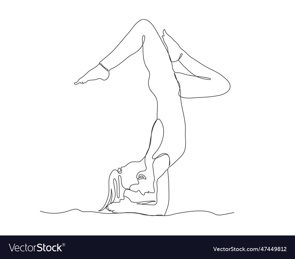 Young woman working out continuous line drawing