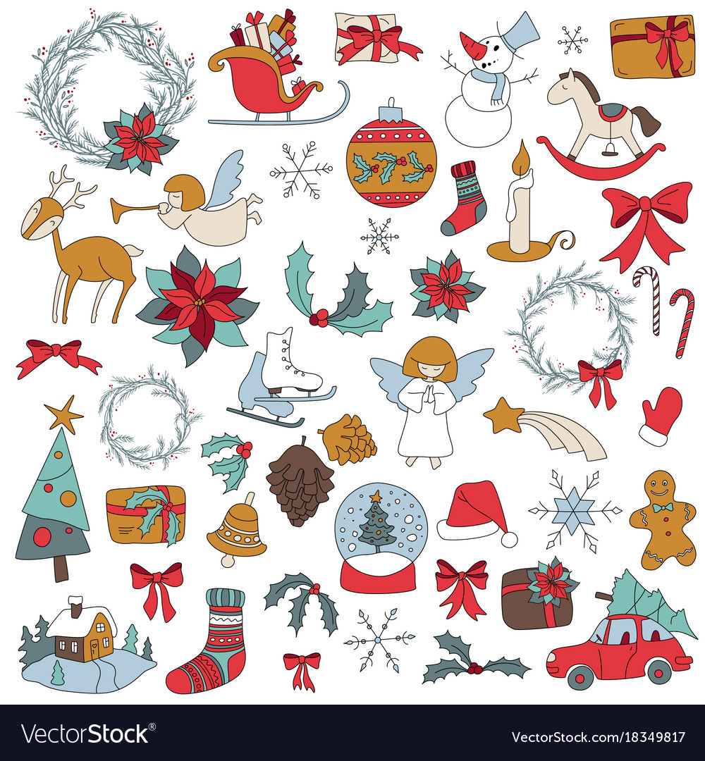 Christmas set icon elements can be used for advent