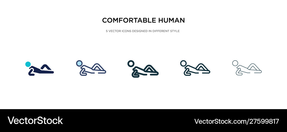 Comfortable human icon in different style two Vector Image