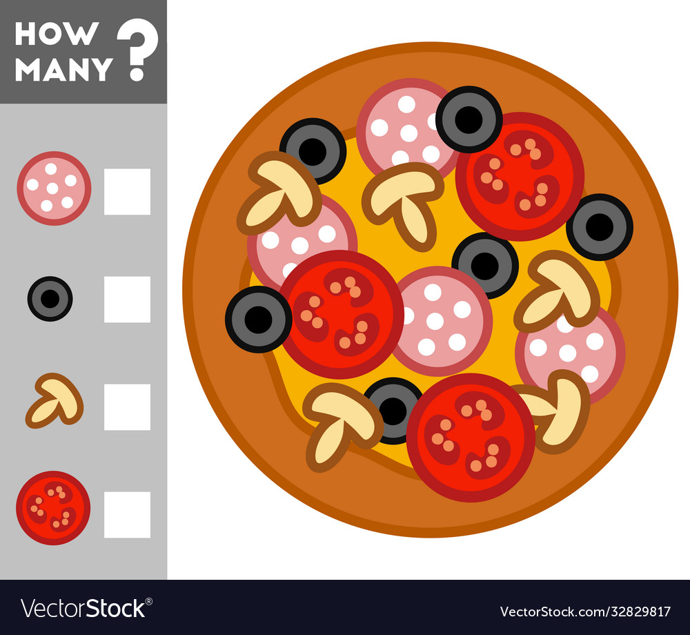 Counting game for children count how many pizza