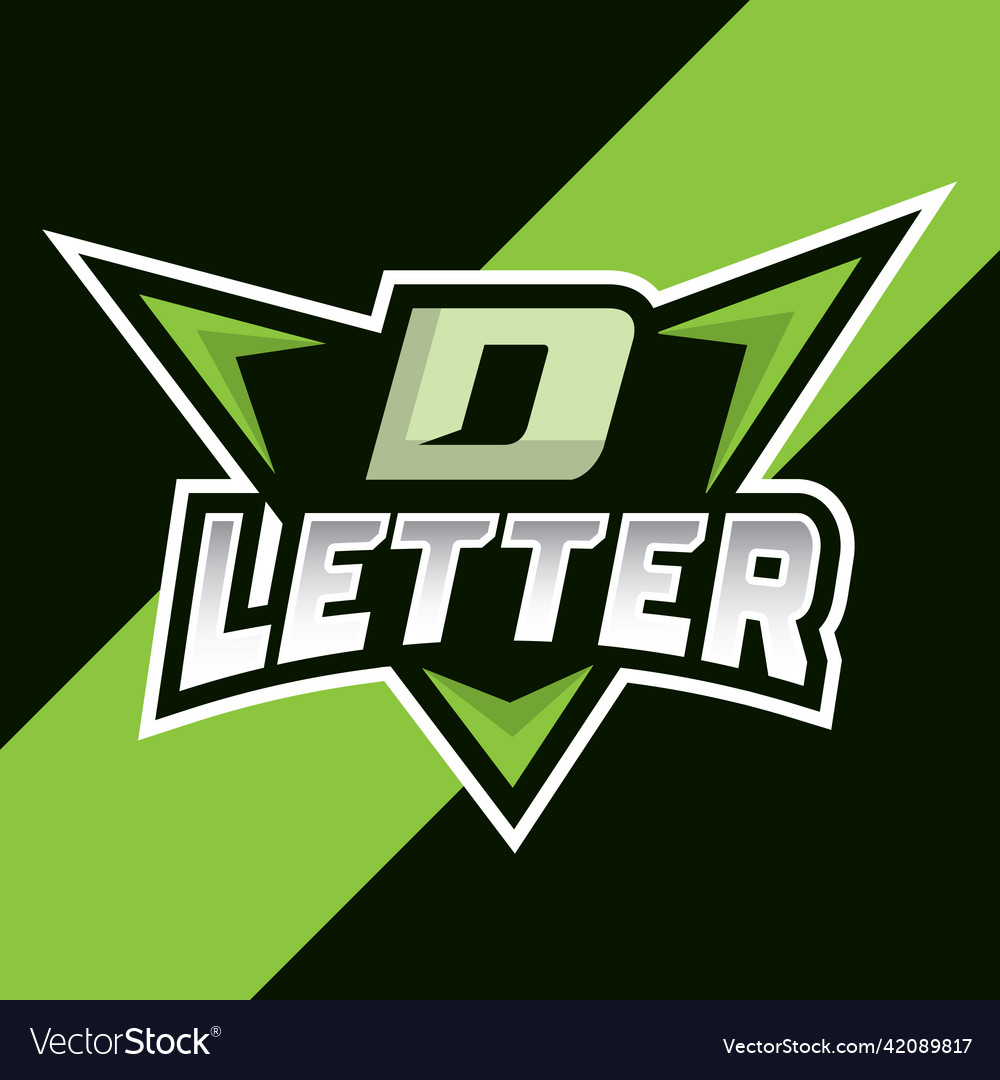 D initial letter esport logo design gaming