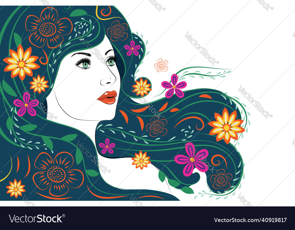 Girl with floral hair