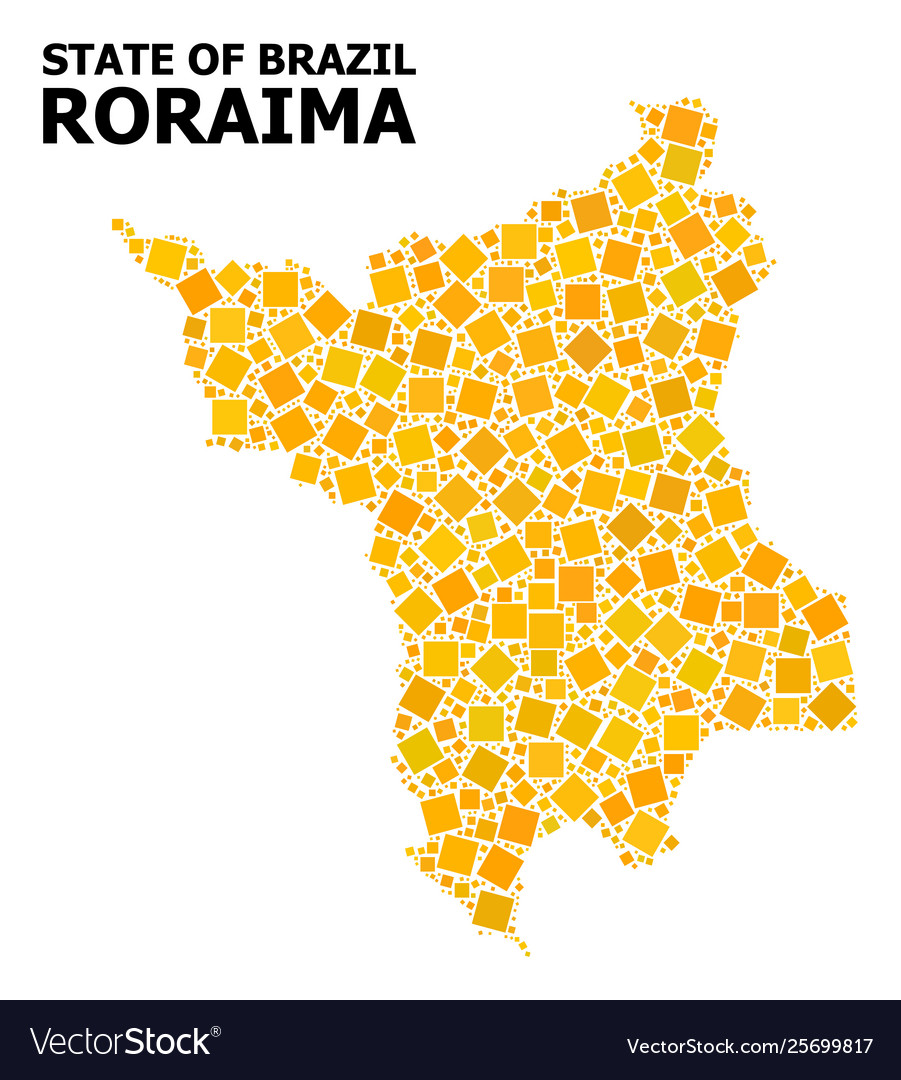 Gold rotated square mosaic map roraima state