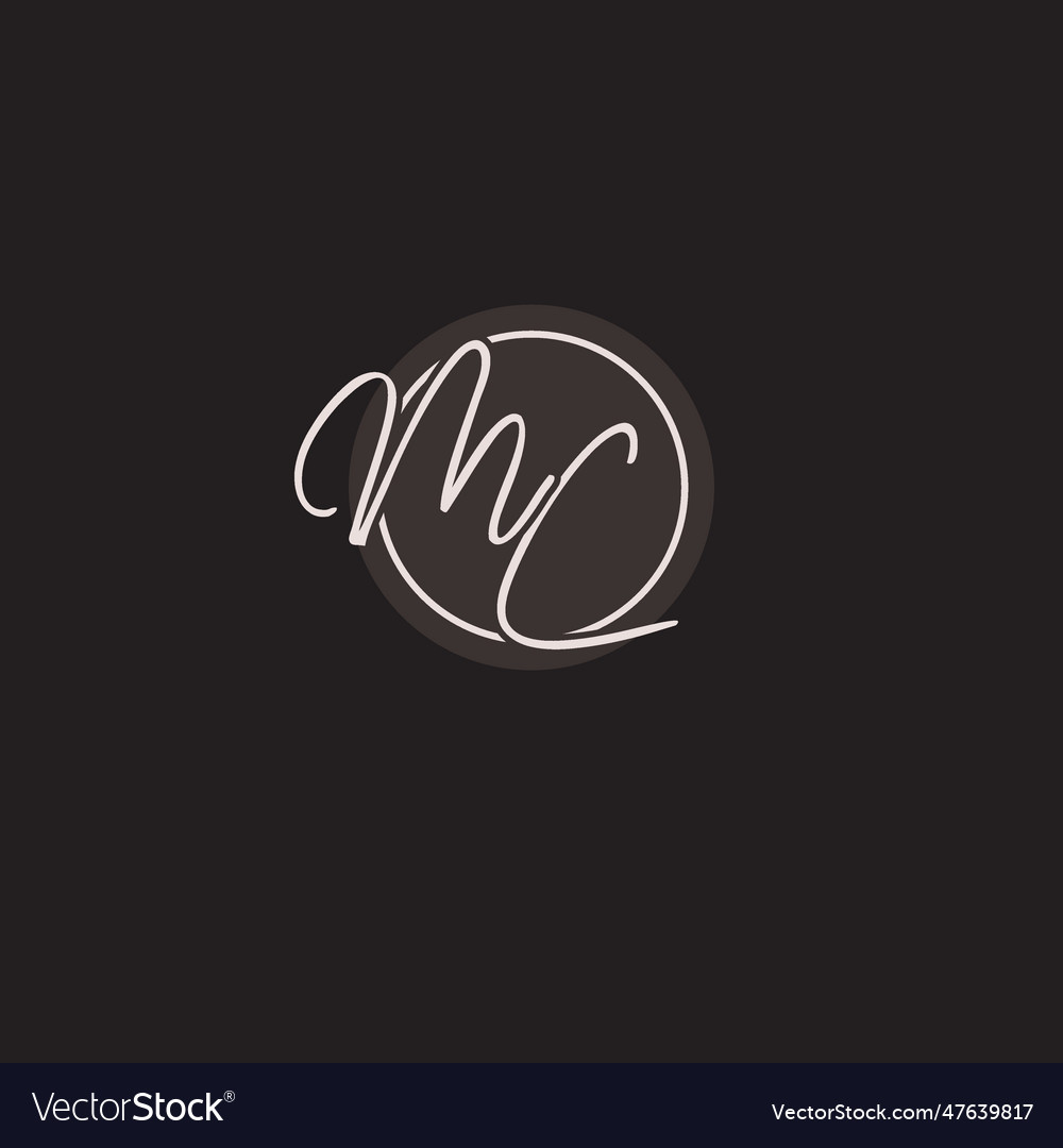 Initials mc logo monogram with simple circle line
