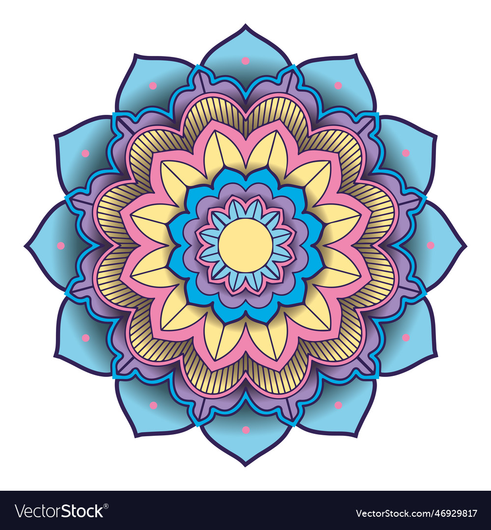 Isolated colored mandala lotus flower