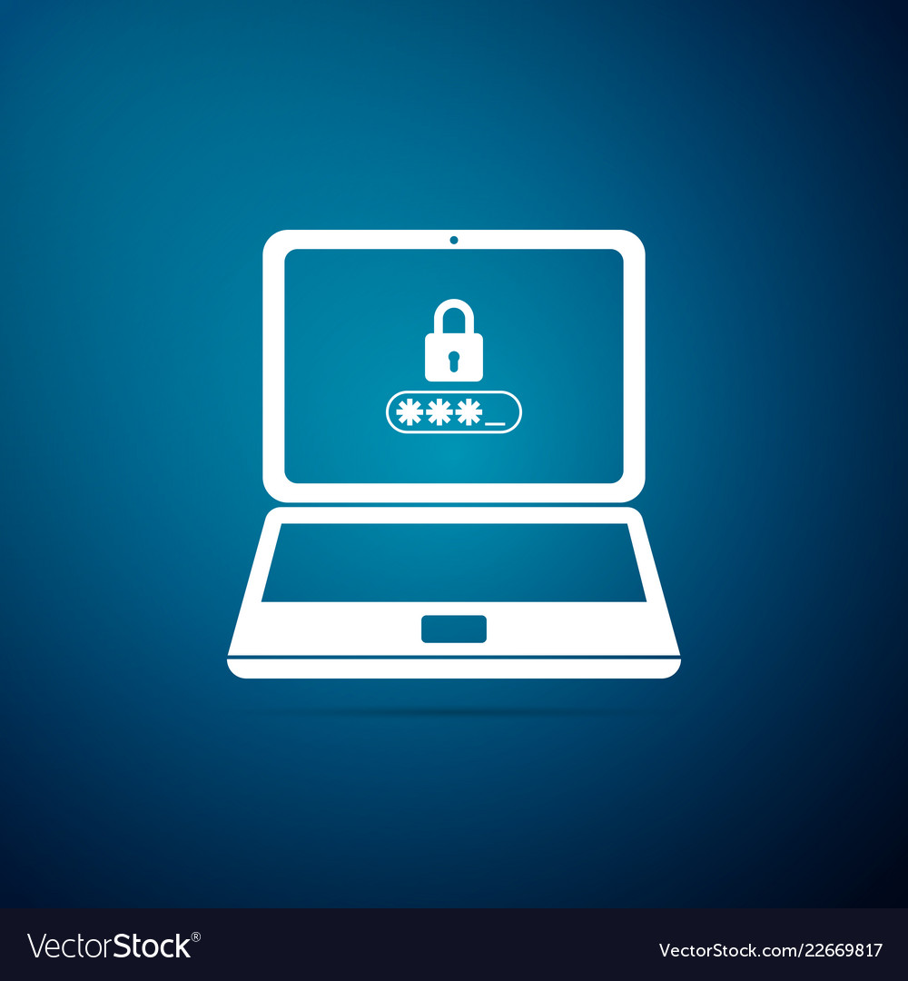 Laptop with lock and password form page on screen
