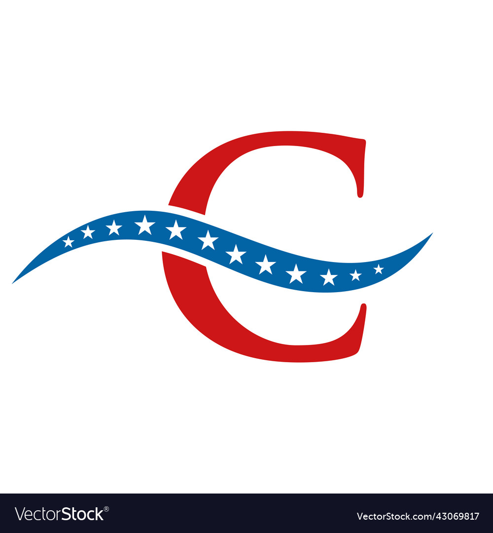 Letter c america logo usa flag patriotic american Vector Image