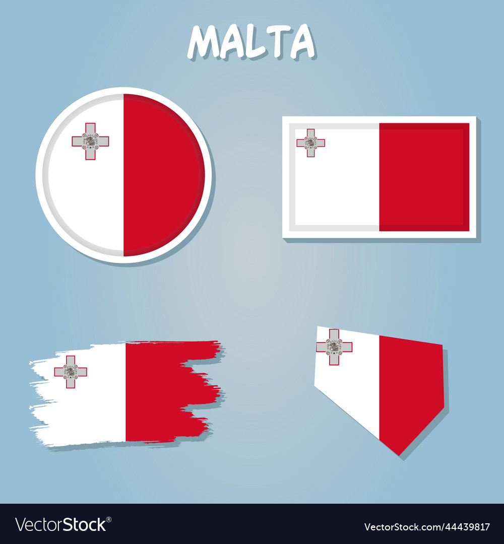 Malta map flag of the republic