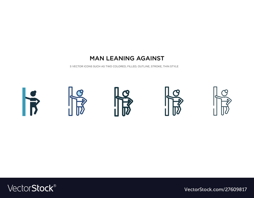 Man leaning against wall icon in different