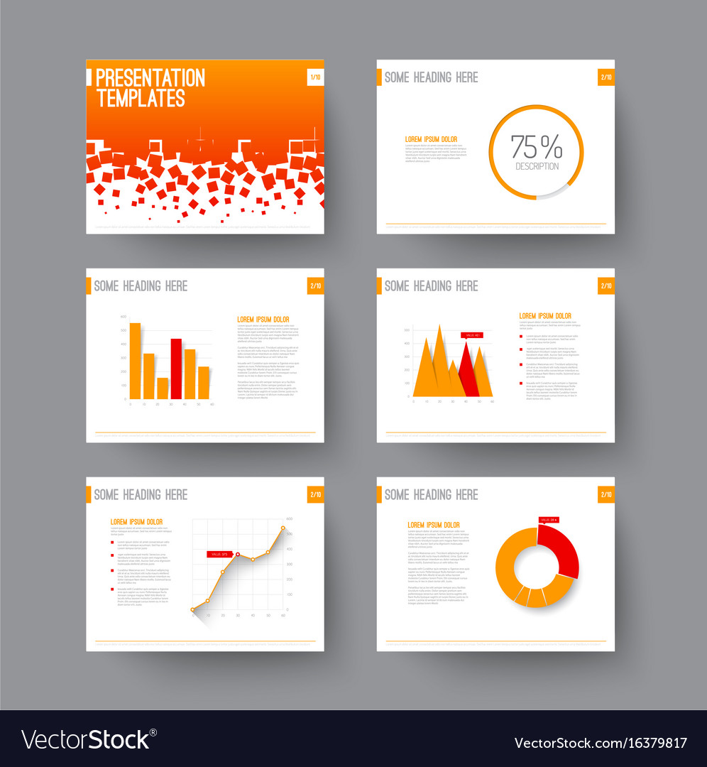Presentation slides with infographic elements