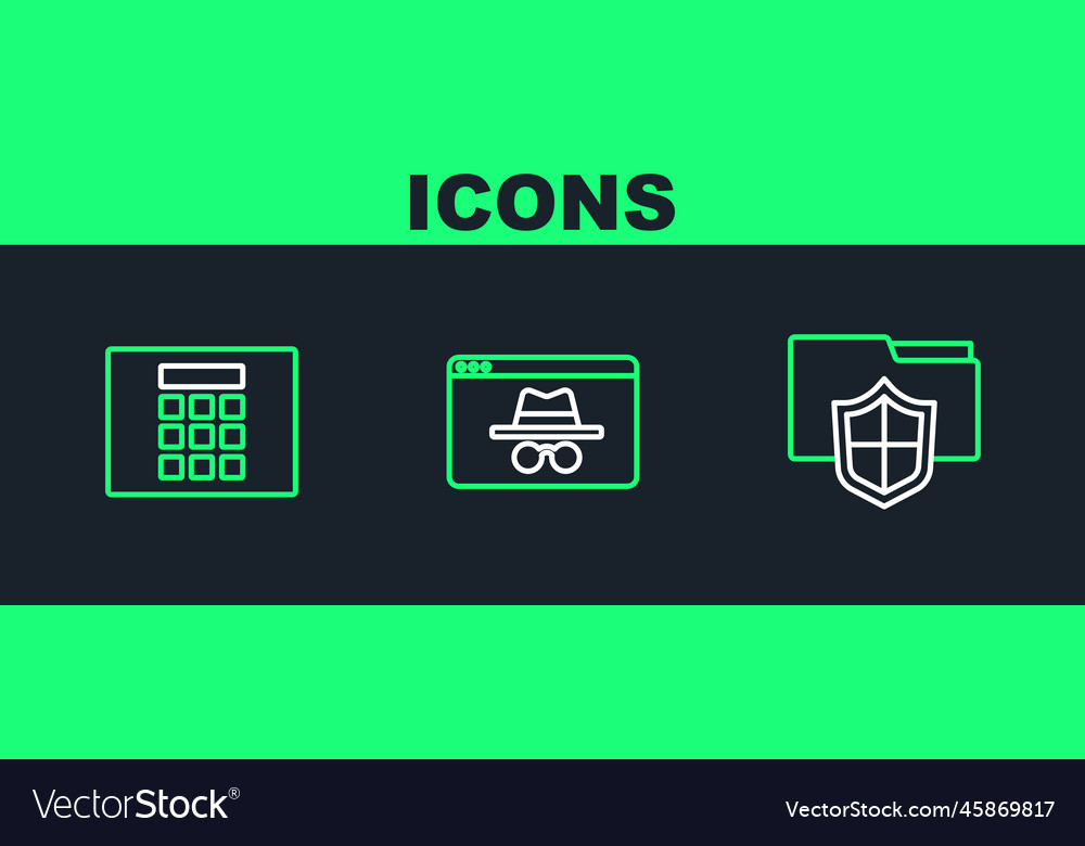 Set line document folder protection password vector image Set line document folder protection password