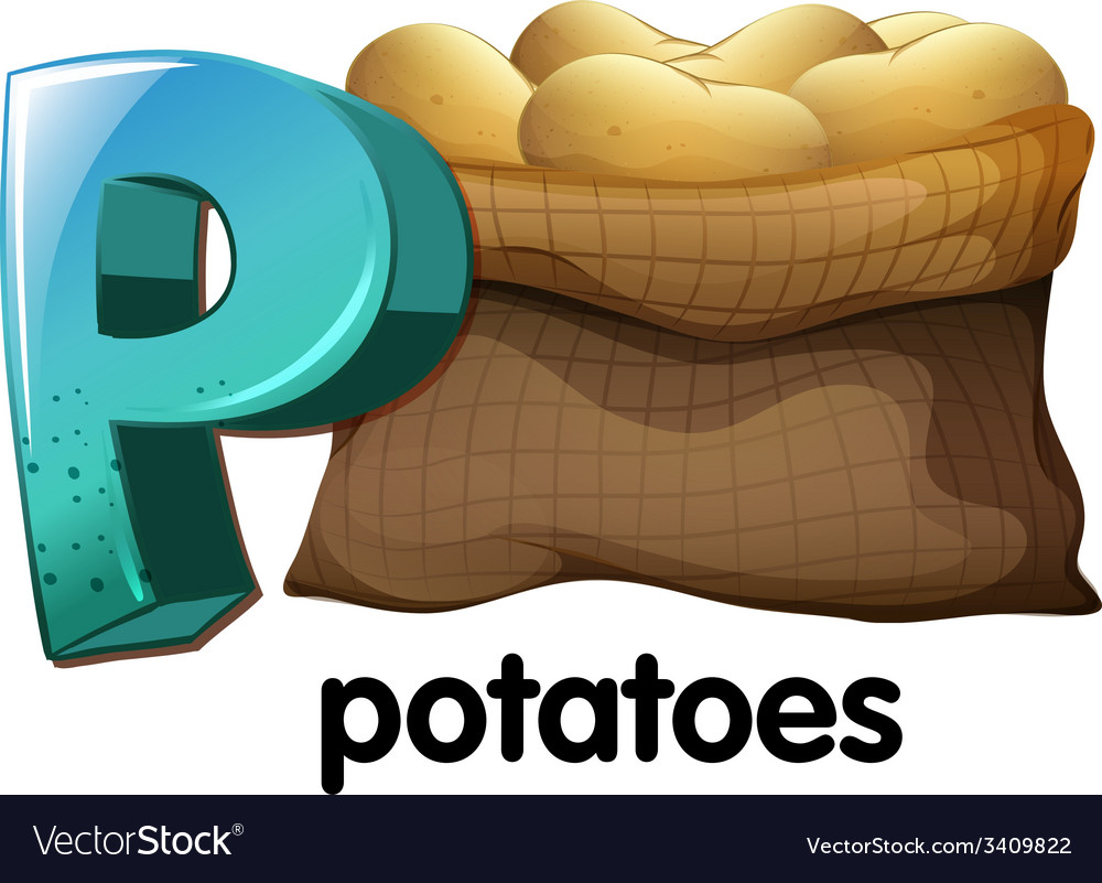 A letter p for potatoes Royalty Free Vector Image