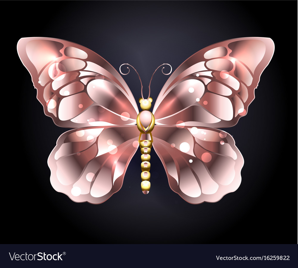 Butterfly in pink gold Royalty Free Vector Image