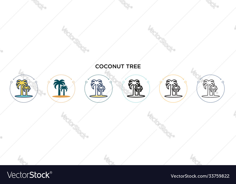 Coconut tree icon in filled thin line outline