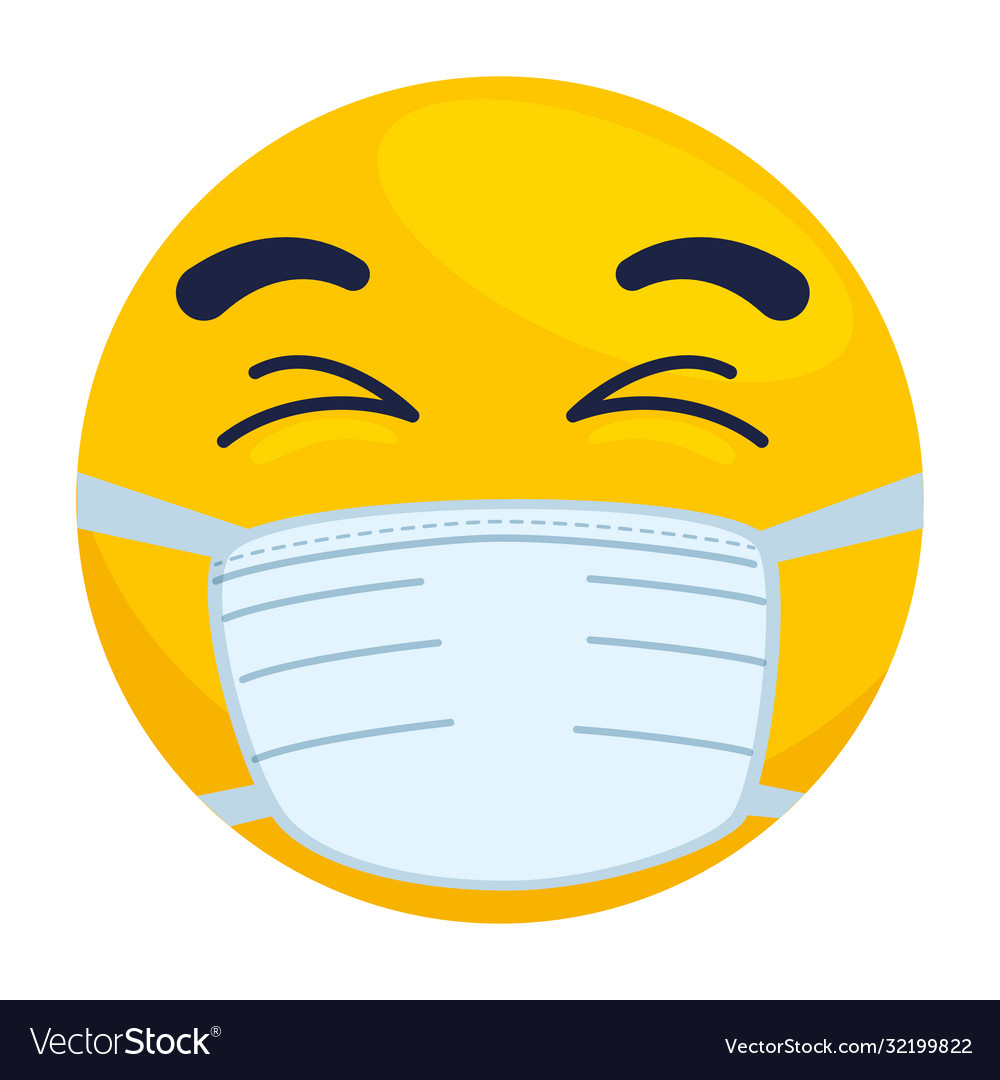 Emoji with eyes closed wearing medical mask Vector Image