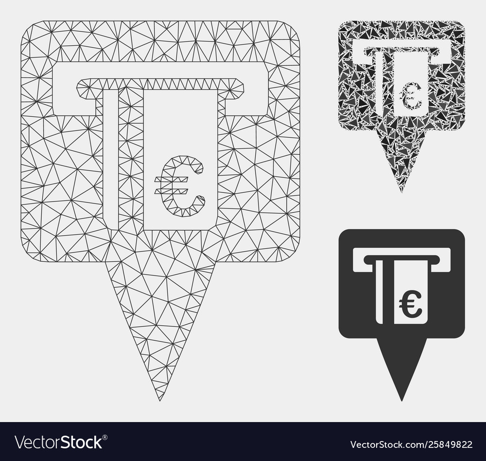 Euro atm pointer mesh network model vector image Euro atm pointer mesh network model