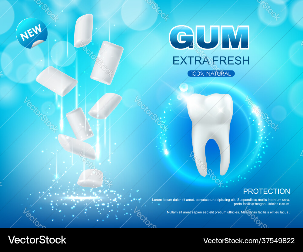 Extra fresh chewing gum dental hygiene Royalty Free Vector