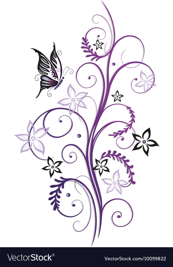 Flowers with butterfly Royalty Free Vector Image