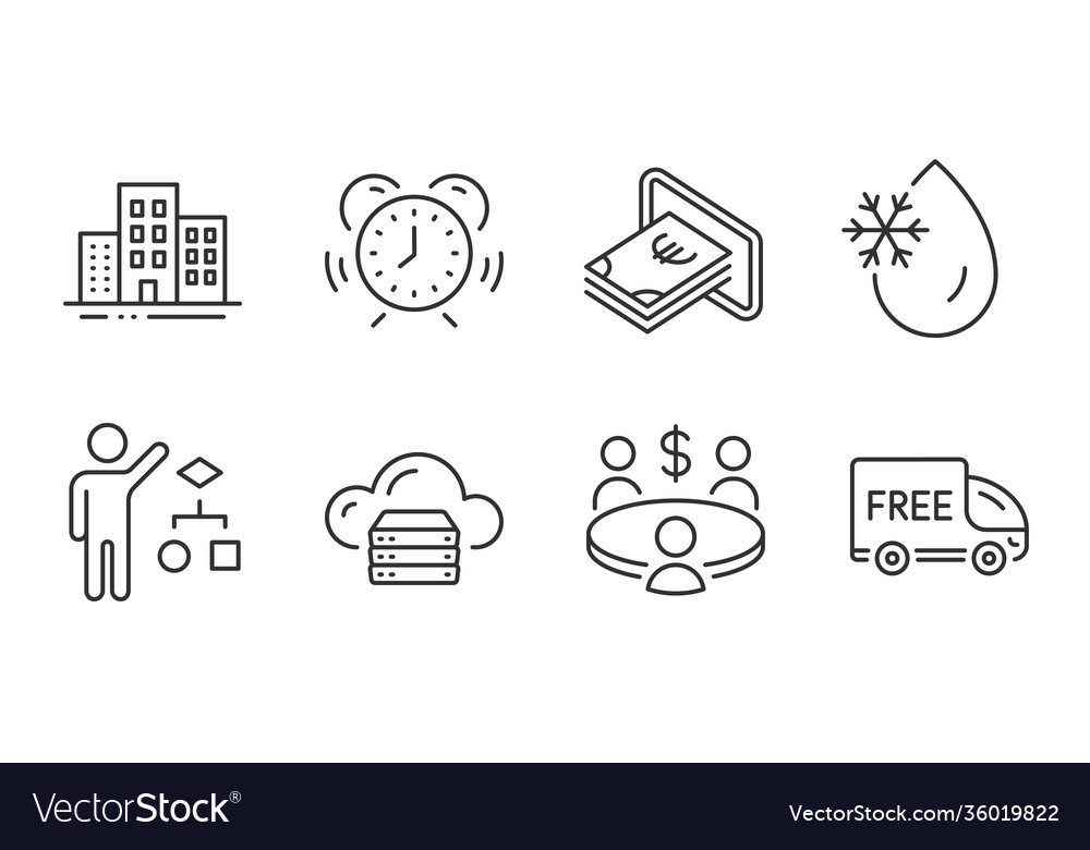 Free delivery time management and algorithm icons vector image Free delivery time management and algorithm icons