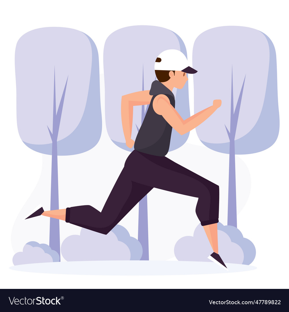 Isolated colored abstract boy character running