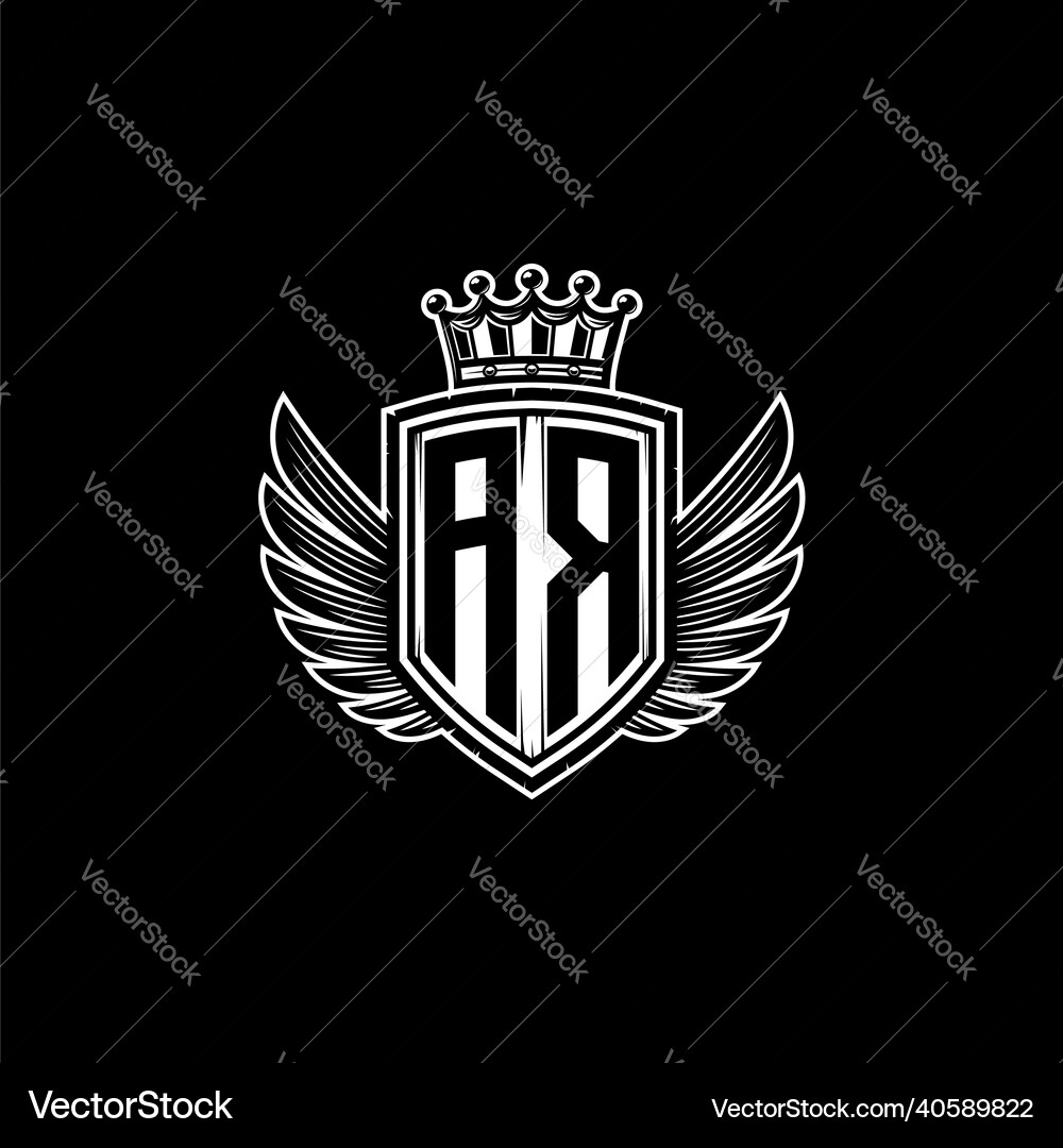 Monogram Shield Logo - AR Crown Royalty Free Vector Image